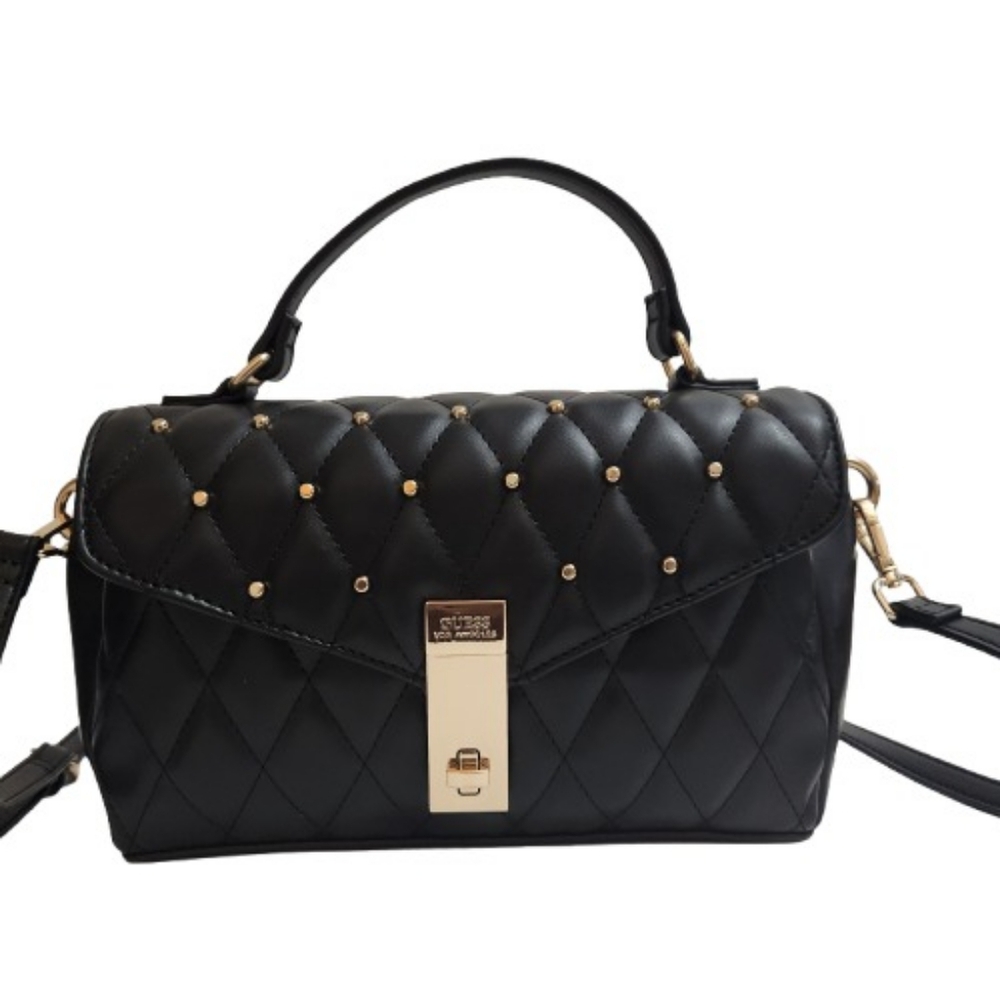 ⬇️🎉HOST PICK🎉 Guess Bethel Black Quilted Handbag with Gold-tone Accents